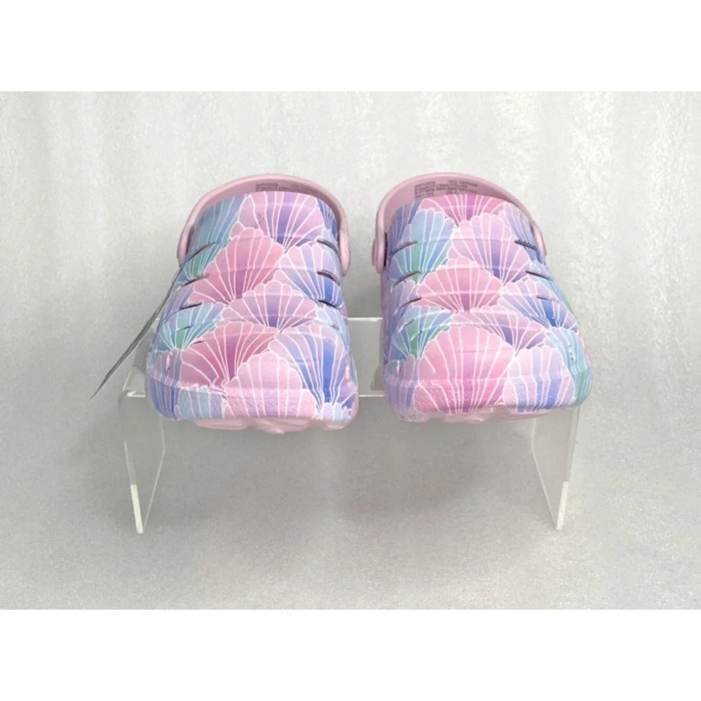 Rugged Shark Eva Shell Print Pink Clogs Slip on Sandals Girls Size 13 NEW